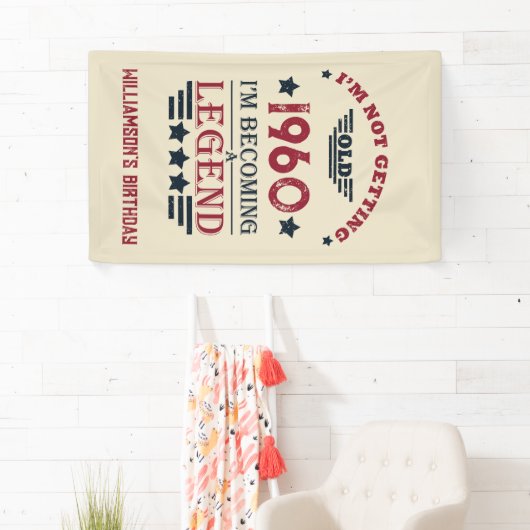 Gepersonaliseerde birthday rood blauw spandoek (Insitu)