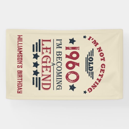 Gepersonaliseerde birthday rood blauw spandoek (Horizontaal)