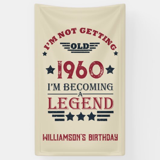 Gepersonaliseerde birthday rood blauw spandoek (Verticaal)