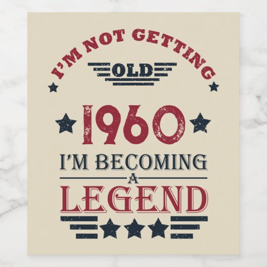 Gepersonaliseerde  birthday rood blauw wijn etiket (Enkel label)