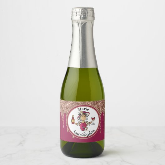 Gepersonaliseerde 'Birthday Toast Favor' Sparkling Wijnetiket (Voorkant)