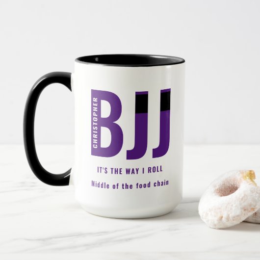 Gepersonaliseerde BJJ Way I Roll Jiu Jitsu Paarse  Mok (Met donut)