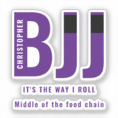 Gepersonaliseerde BJJ Way I Roll Jiu Jitsu Paarse  Sticker (Voorkant)