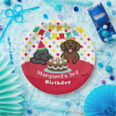 Gepersonaliseerde Black and Chocolate Labs Verjaar Papieren Bordje (Feest)