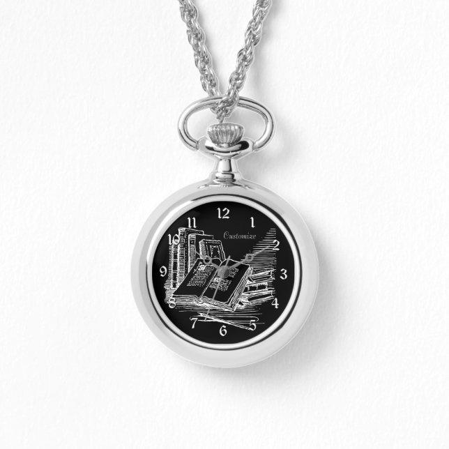 Gepersonaliseerde Black and White Academia Horloge (Voorkant)