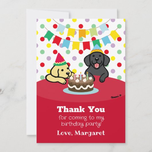 Gepersonaliseerde Black and Yellow Labradors Verja Bedankkaart (Voorkant)