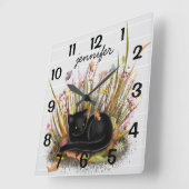 Gepersonaliseerde Black Cat Butterflies Wall-klok Vierkante Klok (Hoek)