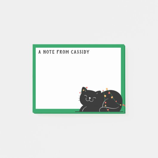 Gepersonaliseerde Black Cat Christmas Post-it® Notes (Voorkant)