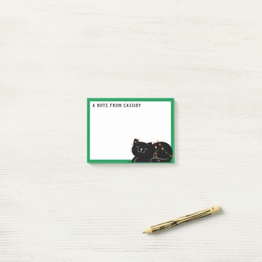 Gepersonaliseerde Black Cat Christmas Post-it® Notes (Op bureau)