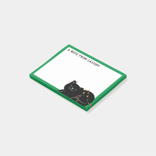 Gepersonaliseerde Black Cat Christmas Post-it® Notes (Schuin)
