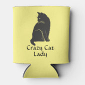 Gepersonaliseerde Black Cat Crazy Cat Lady Geel Blikjeskoeler (Voorkant)