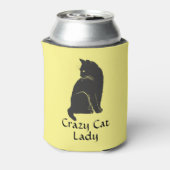 Gepersonaliseerde Black Cat Crazy Cat Lady Geel Blikjeskoeler (Blikje Achterkant)