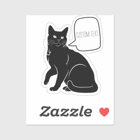 Gepersonaliseerde Black Cat Speech Bubble Laptop Sticker (Vel)