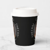 Gepersonaliseerde Black Cheers Photo Name Script Papieren Bekers (Links)