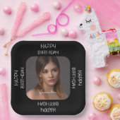 Gepersonaliseerde Black Cheers Photo Name Script Papieren Bordje (Feest)