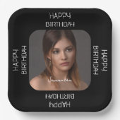 Gepersonaliseerde Black Cheers Photo Name Script Papieren Bordje (Voorkant)