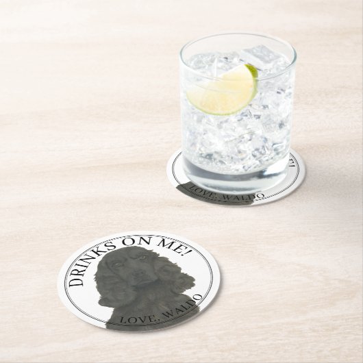 Gepersonaliseerde Black Cocker Spaniel Hond bruilo Ronde Kartonnen Onderzetter (Insitu)