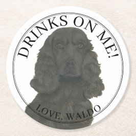 Gepersonaliseerde Black Cocker Spaniel Hond bruilo Ronde Kartonnen Onderzetter
