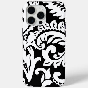 Gepersonaliseerde Black Damask iPhone 15 Pro Max Hoesje