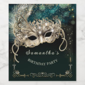 Gepersonaliseerde Black Emerald Masquerade Party Wijn Etiket (Enkel label)