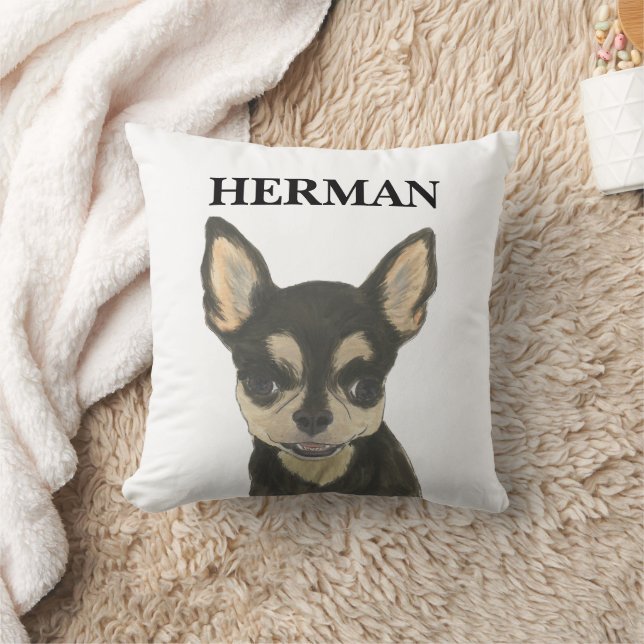 Gepersonaliseerde Black en Tan Chihuahua Reversibl Kussen (Deken)