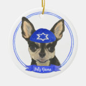Gepersonaliseerde Black en Tan Chihuahua Yarmulke Keramisch Ornament (Voorkant)