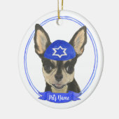 Gepersonaliseerde Black en Tan Chihuahua Yarmulke Keramisch Ornament (Links)