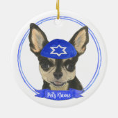 Gepersonaliseerde Black en Tan Chihuahua Yarmulke Keramisch Ornament (Achterkant)