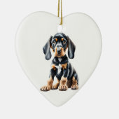 Gepersonaliseerde Black en Tan Coonhound Puppy Keramisch Ornament (Rechts)
