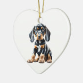 Gepersonaliseerde Black en Tan Coonhound Puppy Keramisch Ornament (Links)