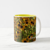 Gepersonaliseerde Black Eyed Susan Flowers Foto Mo Tweekleurige Koffiemok (Voorkant rechts)