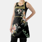 Gepersonaliseerde Black Floral Vrouwen Schort (Insitu)