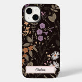 Gepersonaliseerde Black Floral Wildflower I telefo Case-Mate iPhone Case (Achterkant)