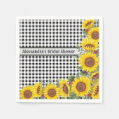 Gepersonaliseerde Black Gingham & Zonnebloemen ser Servet (Voorkant)