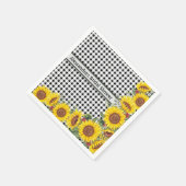 Gepersonaliseerde Black Gingham & Zonnebloemen ser Servet (Hoek)