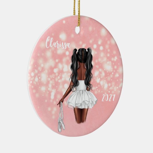 Gepersonaliseerde Black Girl Ballerina Ornament (Rechts)