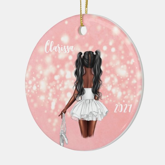 Gepersonaliseerde Black Girl Ballerina Ornament (Links)