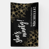 Gepersonaliseerde Black Gold 90e verjaardagsfeestj Spandoek (Verticaal)