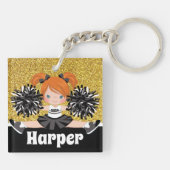 Gepersonaliseerde Black & Gold Cheerleading Sleute Sleutelhanger (Achterkant)