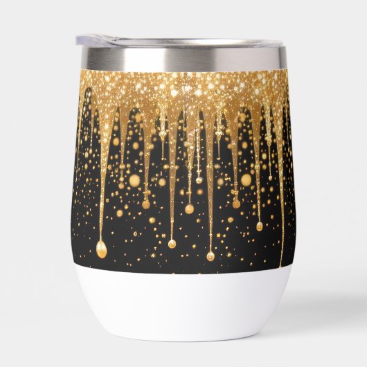 Gepersonaliseerde Black Gold Dripping Glitter Verj (Rechts)