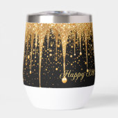 Gepersonaliseerde Black Gold Dripping Glitter Verj (Voorkant)