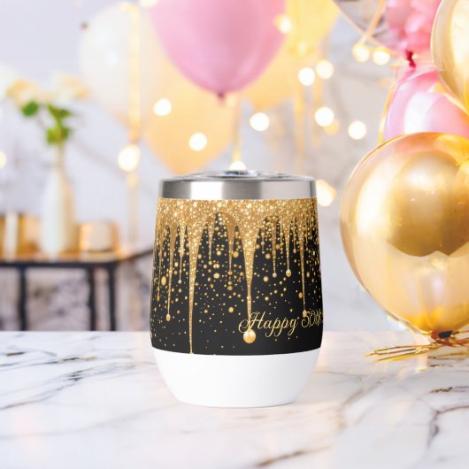 Gepersonaliseerde Black Gold Dripping Glitter Verj (Vrijgezellenfeest (Gedraaid)  )