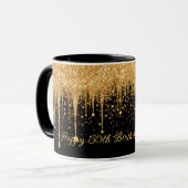 Gepersonaliseerde Black Gold Dripping Glitter Verj Mok (Voorkant links)