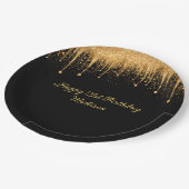 Gepersonaliseerde Black Gold Dripping Glitter Verj Papieren Bordje (Gekanteld)