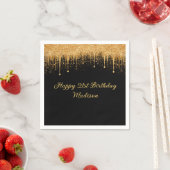 Gepersonaliseerde Black Gold Dripping Glitter Verj Servet (Insitu)