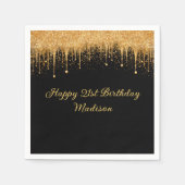 Gepersonaliseerde Black Gold Dripping Glitter Verj Servet (Voorkant)