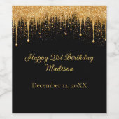 Gepersonaliseerde Black Gold Dripping Glitter Verj Wijn Etiket (Enkel label)
