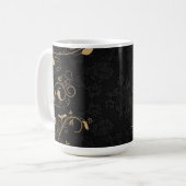 Gepersonaliseerde Black & Gold Feestelijke Kerst Koffiemok (Voorkant links)