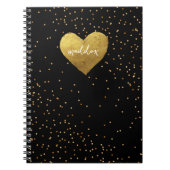Gepersonaliseerde Black & Gold Glittery Starbusts Notitieboek (Voorkant)