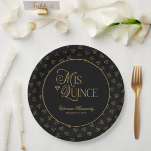 Gepersonaliseerde Black Gold Mis Quince Quinceaner Papieren Bordje